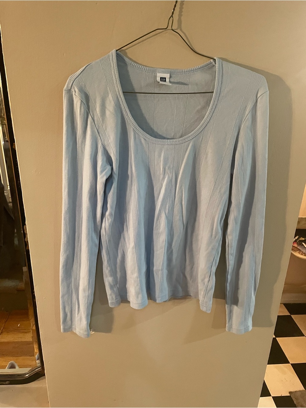 Vintage 90s GAP Light Blue Scoop Neck Long Sleeve Top